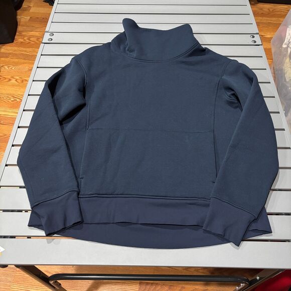Lululemon Sweatshirt Womens 10 Dark Blue Kick The Cold Funnel Neck Pullover - Picture 2 of 9